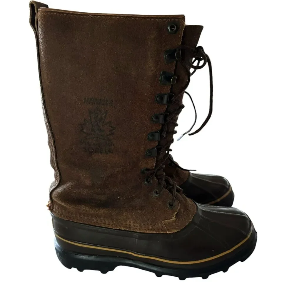 SOREL Mavericks‎ WINTER BOOTS Mens 7 Felt Lined LEATHER & RUBBER Snow CANADA